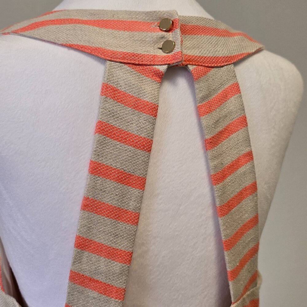 Banana Republic Coral Tan Linen Blend Striped Dress 12 - Picture 7 of 10